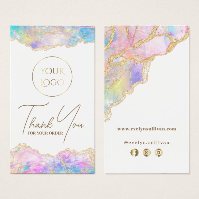 Blått rosa opal paket infogning visitkort (Framsida & baksida)