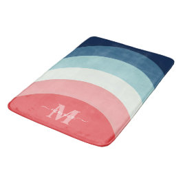 Blått Rosa-regnbågskurva Rand Monogram Namn Badrumsmatta