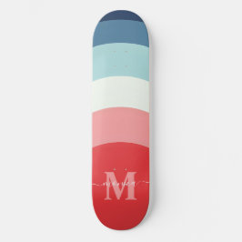 Blått Rosa-regnbågskurva Rand Monogram Namn Mini Skateboard Bräda 18,5 Cm