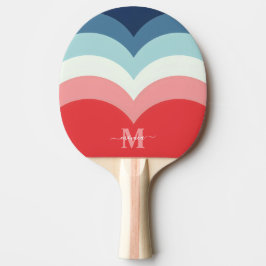 Blått Rosa-regnbågskurva Rand Monogram Namn Pingisracket