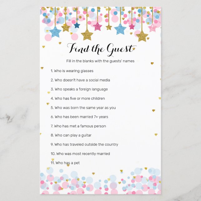 Blått Rosa Twinkle Twinkle Hitta gissningen (Framsida)