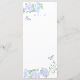 Blått Rosband Monogram Bröllop Meny