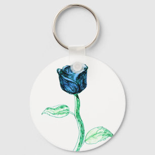 Blått Rose. Nyckelring