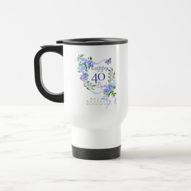 Blått Roselint 40-årspresent Resemugg (Vänster)