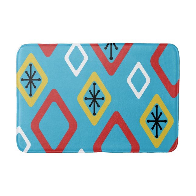 Blått rött Gult i mitten av århundradets diameter Badrumsmatta (Framsidan)