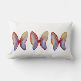 Blått rött knapp Vattenfärg Lumbar Pillow Lumbarkudde