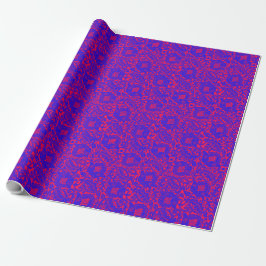 Blått rött medeltida unikt Blommigt för ornament Presentpapper