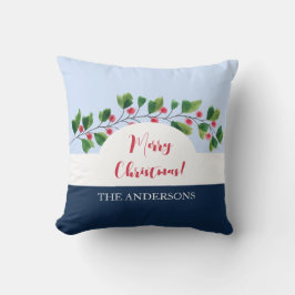 Blått rött och Grönt vattenfärg Berry Gren Kudde