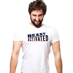 Blått rött och svart Edgy Beast aktiverad T-Shirt