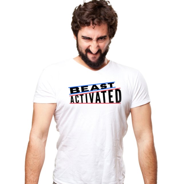 Blått rött och svart Edgy Beast aktiverad T-Shirt (Skapare uppladdad)