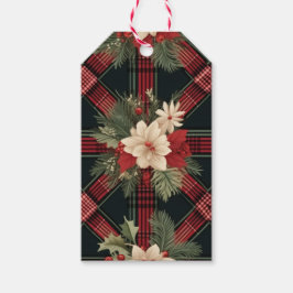 Blått, rött och svart, skotskt keltiskt Tartan Mön Presentetikett