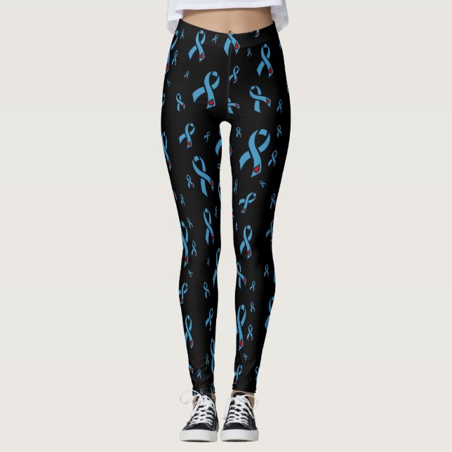 Blått/rött Rosett band...Diabetes Leggings (Framsida)
