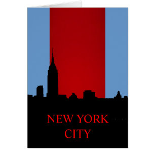 Blått rött svart New York Silhouette-kort Hälsningskort