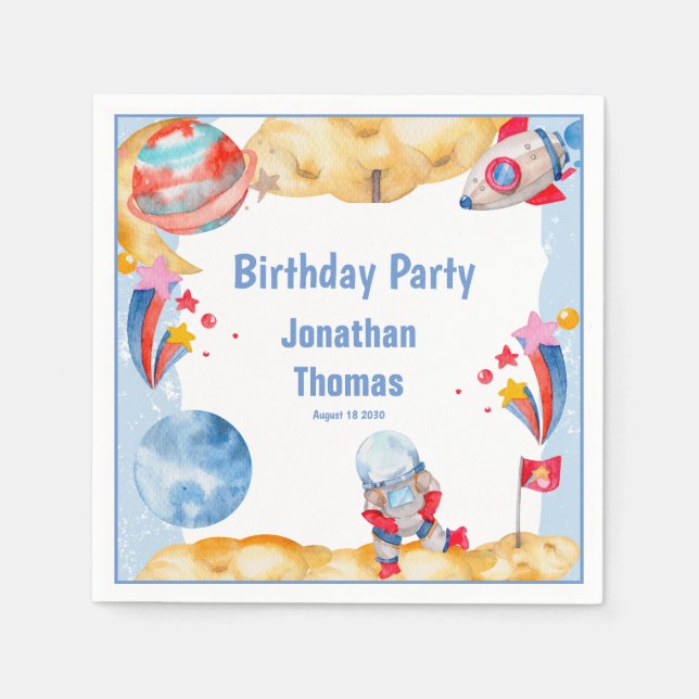 Blått rött ytterområde av Astronaut för Cute Boys- Pappersservett (Framsidan)