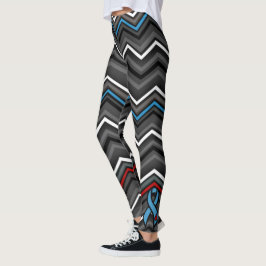 Blått/rött zig Zag...Diabetes Leggings