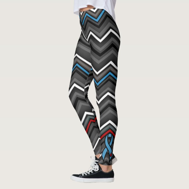 Blått/rött zig Zag...Diabetes Leggings (Vänster)