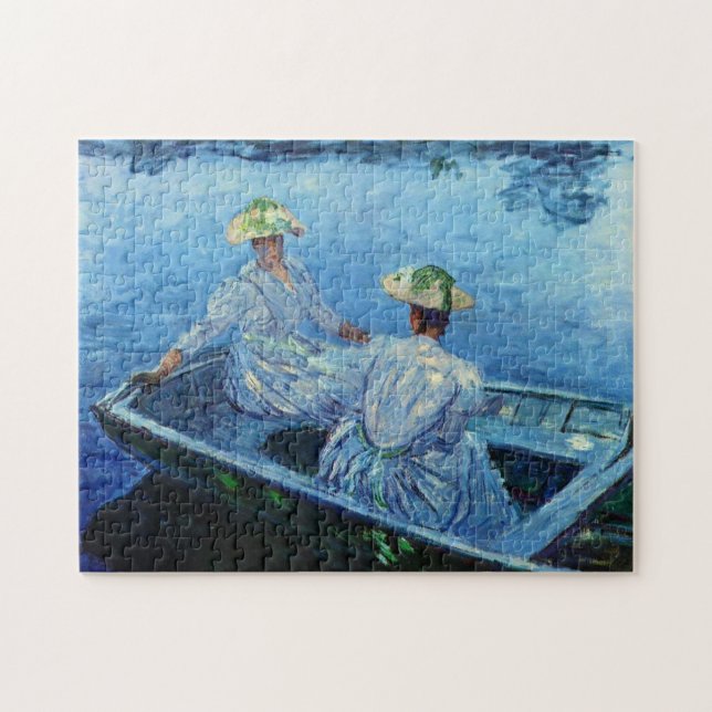 Blått Rowboat Monet Fine Art Pussel (Horisontell)