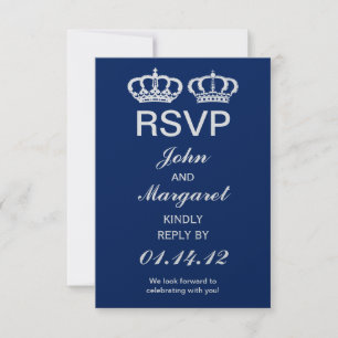 Blått Royal Couple Bröllops RSVP OSA Kort