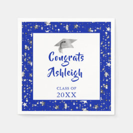 Blått Royal för Studenten Stars-penselskript Pappersservett