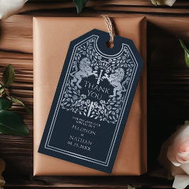 Blått Royal Lejont medeltida ord Bröllop Tack Presentetikett