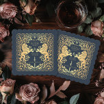 Blått Royal Lejont medeltida ord Bröllop Underlägg Papper<br><div class="desc">Lägg till royal-charm till tabellutrymningen! Dessa personligt bröllp-underlägg har en stor lejon och blommigt utformning med namn och monogram, allt i lyxiga guld mot blå bakgrund. Perfekt för ett medeltida fantasi firande med tidlös elegans! Den guld som finns på den här posten är INTE äkta och trycks i platt färg....</div>