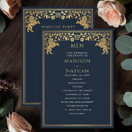 Blått Royal Lejont medeltida ord, Bröllopsprogram Program