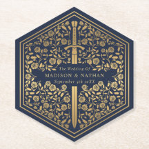 Blått Royal medeltida Bröllop Papper Underlägg