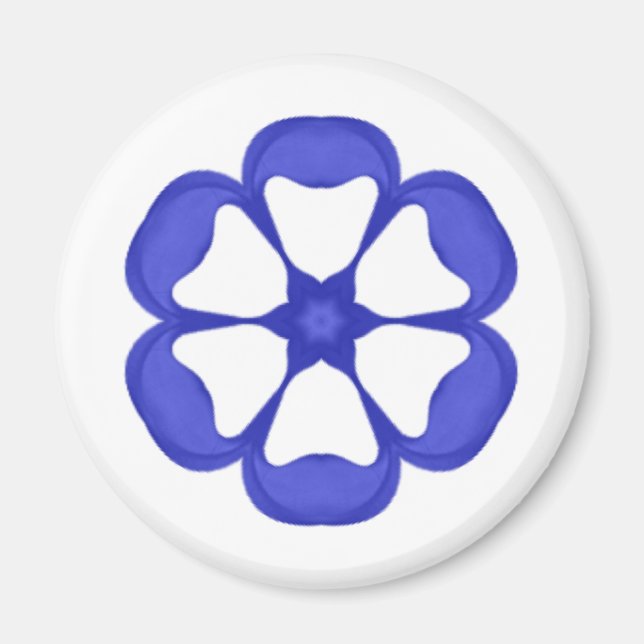 Blått runt blommönster magnet (Framsidan)