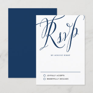 Blått Rustic Calligraphy Bröllop OSA Kort