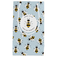 Blått Rustic Illustrated Bee Customized Gift Bag