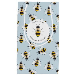 Blått Rustic Illustrated Bee Customized Gift Bag