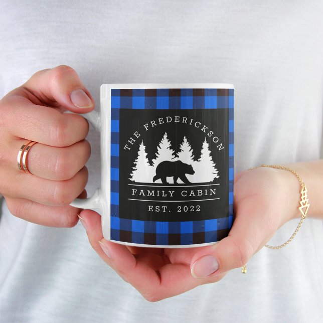 Blått Rustic Play Bear Skogen Family Cabin Kaffemugg (Skapare uppladdad)