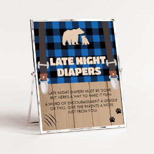 Blått Rustic Play Lumberjack Sent Nattblöjor Poster