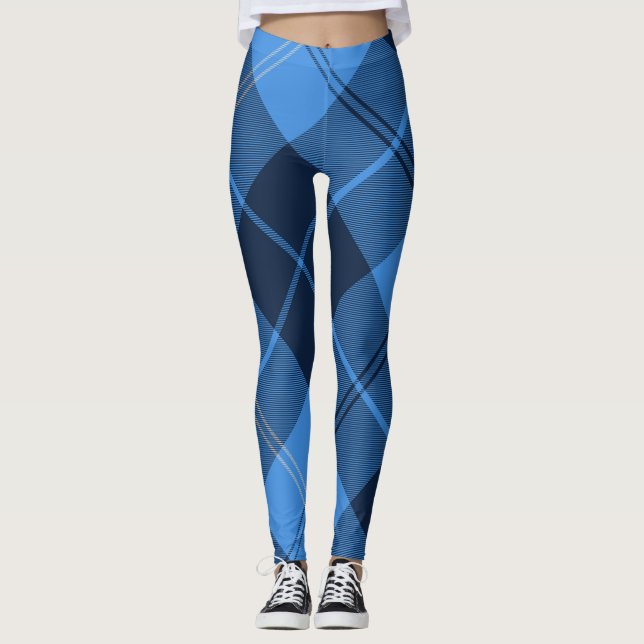blått rutigt leggings (Framsida)
