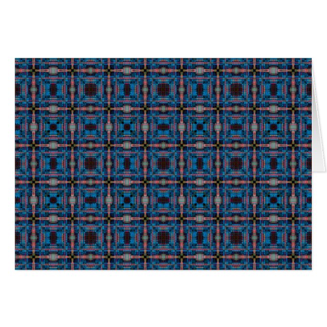 Blått rutnätmönster hälsningskort (Framsidan Horizontal)