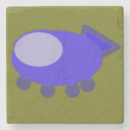 Blått rymdskepp på grön bakgrund stenunderlägg