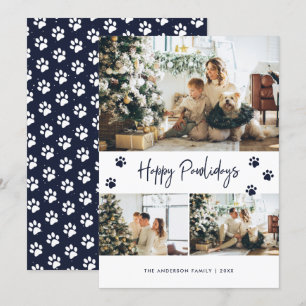 Blått sällskapsdjursägare Photo Lycklig Pawlidays- Julkort