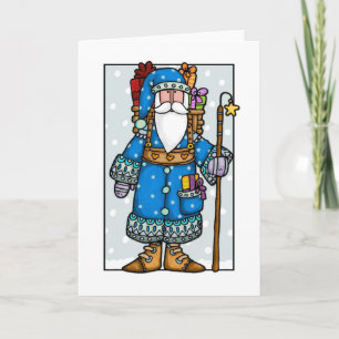 blått santa helgkort