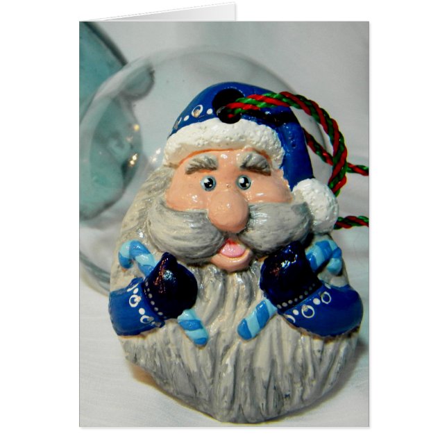 Blått Santa II Hälsningskort (Framsidan)