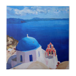 Blått Santorini, Grekland - beskåda från Oia Kakelplatta