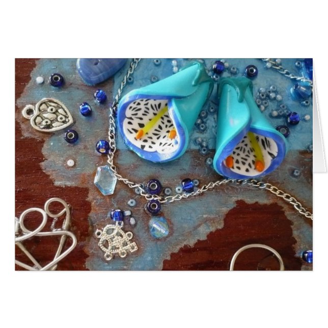 Blått sätta en klocka på blommor noterar hälsningskort (Framsidan Horizontal)