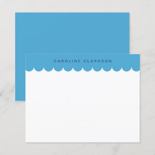 Blått Scallop Gräns Modern Stationery Note-kort Inbjudningar