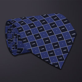 Blått schackbrädemönster med logotyp slips