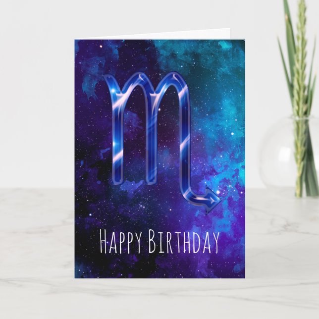 Blått Scorpio Birthday-kort Kort (Framsida)