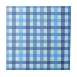 Blått sexfärgat gingham-mönstrat keramiskt plattor kakelplatta