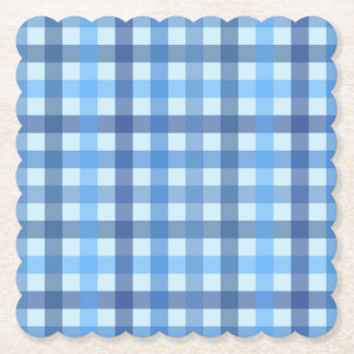 Blått sexfärgat gingham-mönstrat papper coaster underlägg papper