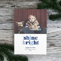 Blått Shine Bright Hanukkah-fotokort