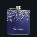 Blått silver glitter-dammmonogram namn fickplunta<br><div class="desc">En blå bakgrund. Den blå färg är ojämn. Dekorerad med faux glitter damm. Anpassa och lägga till namn,  monogram initialer och fullt namn. Det första namn är skrivet med ett modernt handskript i stil.</div>