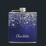 Blått silver glitter-dammmonogram namn fickplunta<br><div class="desc">En blå bakgrund. Den blå färg är ojämn. Dekorerad med faux glitter damm. Anpassa och lägga till namn,  monogram initialer och fullt namn. Det första namn är skrivet med ett modernt handskript i stil.</div>