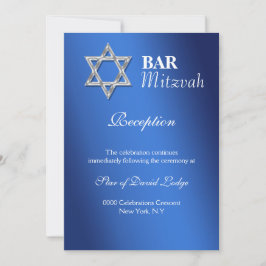 Blått silver pub mitzvah firande MOTTAGANDE Inbjudningar